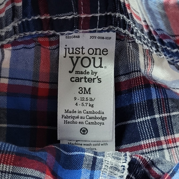 Just One You by Carter's Baby Boy Plaid Drawstring Shorts Size 3M (9-12.5lbs) - Picture 2 of 5